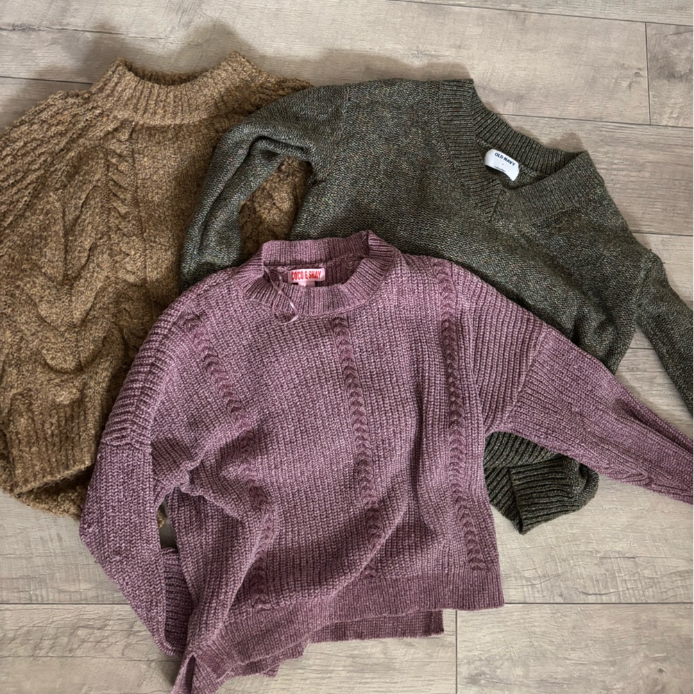 Women's Sweater Collection - Purple, Green, and Brown